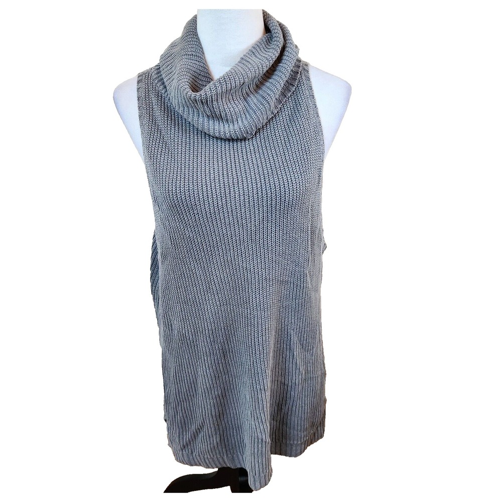 Free People Womens‎ Boho Tunic Dress Size Large Gray Cowl Neck  Beach Laganlook